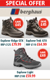 Berghaus Explorer Ridge GTX, Explorer Trek GTX and Explorer Light Special Offers