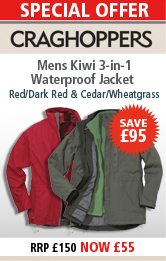Craghoppers Mens Kiwi 3-in-1 Waterproof Jacket - Red/Dark Red and Cedar/Wheatgrass