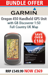 Garmin Oregon 450 Handheld GPS Unit Bundle with GB Discoverer 1:50 Full Country UK Map Special Offer Bundle