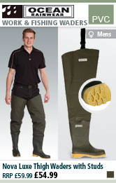 Ocean Rainwear Nova Luxe Thigh Waders with Studs - Olive