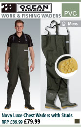 Ocean Rainwear Nova Luxe Chest Waders with Studs - Olive