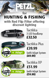 Petzl Hunting and Fishing Tactikka Series Headlamps with Red Flip Filter