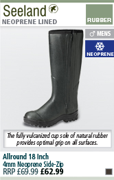 Seeland Allround 18 Inch 4mm Neoprene Side-Zip Wellington Boots - Dark Green