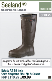 Seeland Estate AT 18 Inch 5mm Neoprene Side-Zip & Gusset Wellington Boots - Brown