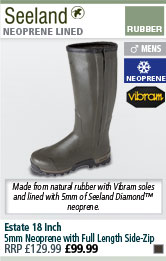 Seeland Estate 18 Inch 5mm Neoprene Full Length Side-Zip Wellington Boots - Dark Green