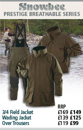 Snowbee Prestige Breathable 2/4 Field Jacket, Wading Jacket and Over Trousers
