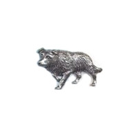 A R Brown Border Collie Pewter Pin Badge