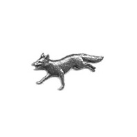 A R Brown Running Fox Head Pewter Pin Badge