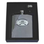 Bisley 6oz Hip Flask - Crossed Guns Design with Presentation Box and Funnel