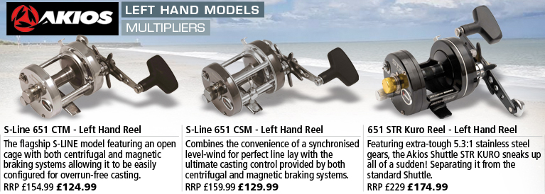 Akios Left Hand Multiplier Reels