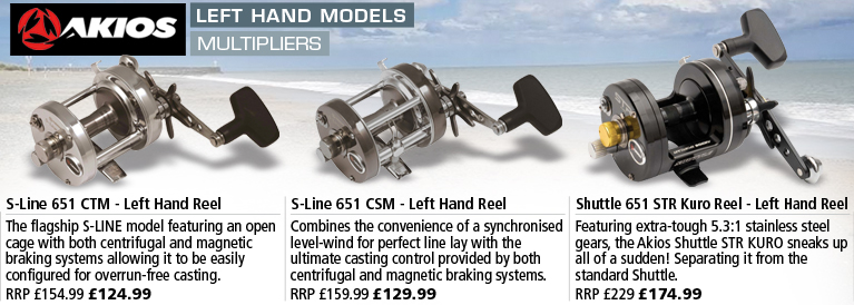 Akios Left Hand Multiplier Reels