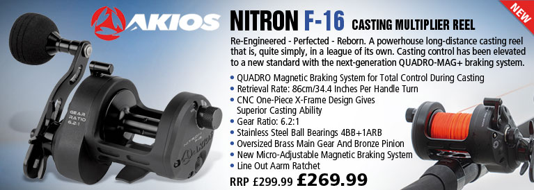 Akios Nitron F-16 Casting Multiplier Reel - Black