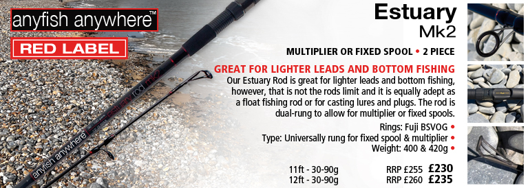 Anyfish Anywhere 2 Piece Red Label Range - Estuary MK2 11ft and 12ft Rods