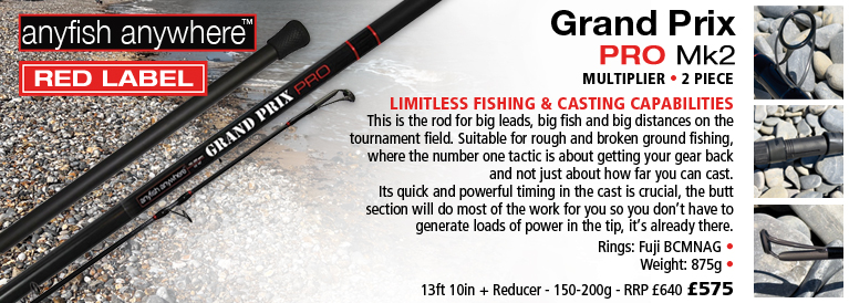 Anyfish Anywhere Grand Prix Pro Mk2 Multiplier Surfcasting Rod - 13ft 10in + Reducer - 150-200g