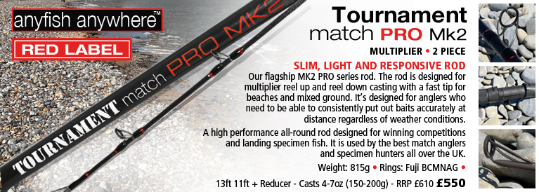 Anyfish Anywhere Red Label Tournament Match PRO MK2 Multiplier Surfcasting Rod - 13ft 11ft + Reducer - Casts 4-7oz (150-200g)