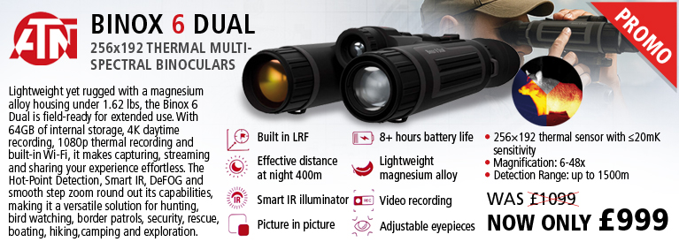 ATN Binox 6 Dual 256-4K (6-48x) Day/Night (4K UHD) / Thermal (256x192) Multi Spectral Binocular w/LRF