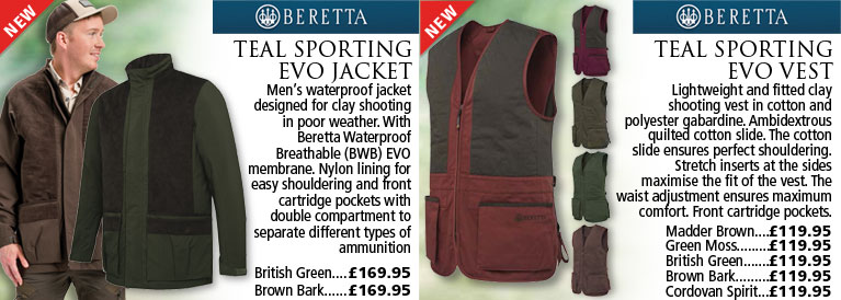 Beretta Teal Sporting EVO Jacket and Teal Sporting EVO Vest