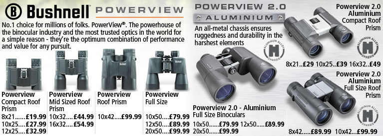 Bushnell Powerview and Powerview 2.0 Aluminium Binoculars