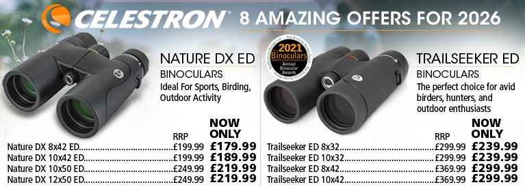 Celestron 8 Amazing Offers - Nature DX ED and Trailseeker ED Binoculars