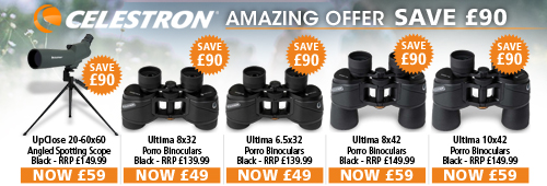 Celestron Amazing Offer on UpClose 20-60 Angled Spotting Scope and Ultima Binoculars