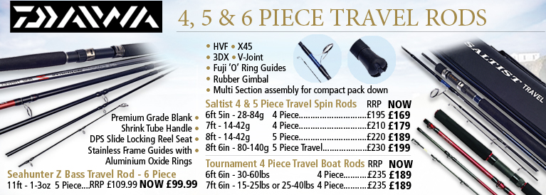 Daiwa 4, 5 & 6 Piece Travel Rods