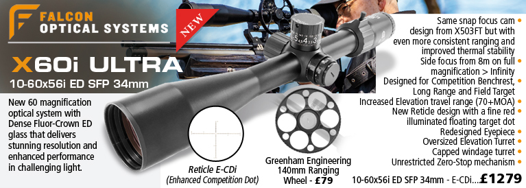 Falcon Optics X60i Ultra 10-60x56i ED sfp 30mm Riflescope