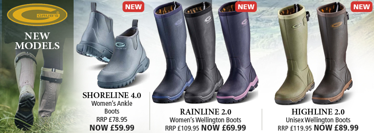Grubs Shoreline 4.0 Women's Ankle Boots, Rainline 2.0 Women's Wellington Boots and Highline 2.0 Unisex Wellington Boots
