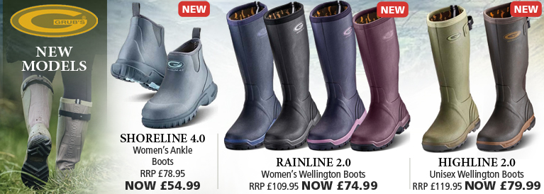 Grubs Shoreline 4.0 Women's Ankle Boots, Rainline 2.0 Women's Wellington Boots and Highline 2.0 Unisex Wellington Boots