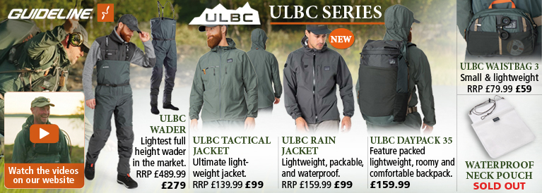 Guideline ULBC Waders, ULBC Tacticla Jacket, ULBC Boot, ULBS Daypack 35, ULBC Waistbag 3 and Waterproof Neck Pouch