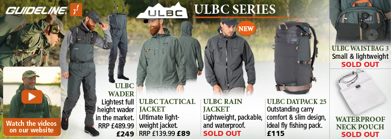 Guideline ULBC Waders, ULBC Tacticla Jacket, ULBC Boot, ULBS Daypack 35, ULBC Waistbag 3 and Waterproof Neck Pouch