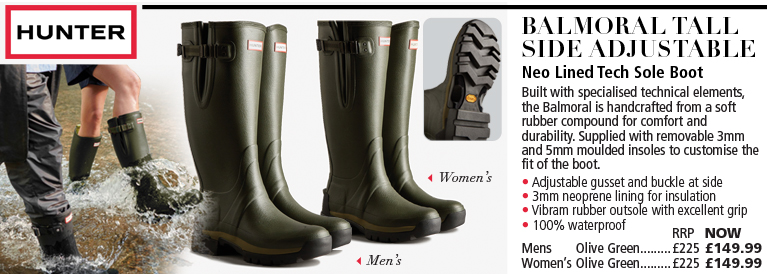 Hunter Balmoral Tall Side Adjustable Neo Lined Tech Sole Wellington oots