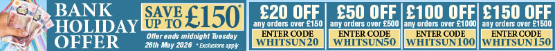 May Day Bank Holiday Special Save Up To One Hundred and Fifty Pounds