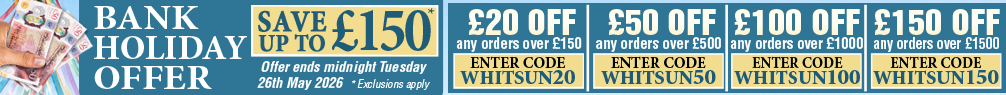 May Day Bank Holiday Special Save Up To One Hundred and Fifty Pounds