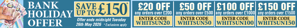 May Day Bank Holiday Special Save Up To One Hundred and Fifty Pounds