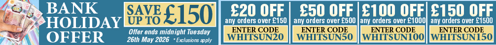 May Day Bank Holiday Special Save Up To One Hundred and Fifty Pounds