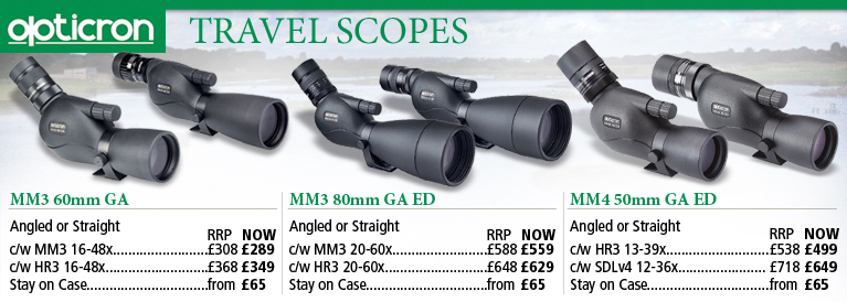 Opticron MM3 GA and MM4 GA ED Travel Scopes