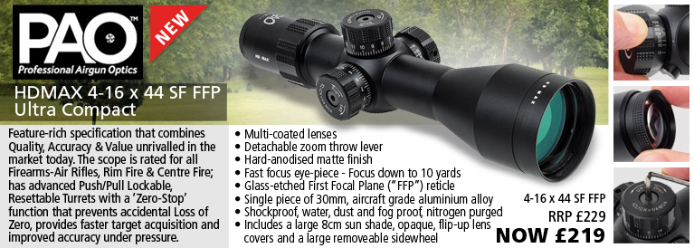 PAO HDMAX 4-16 x 44 SF FFP Ultra Compact Riflescope