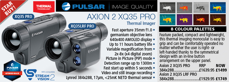 Pulsar Axion 2 XQ35 Pro and Axion 2 XQ 35 PRO LRF Thermal Imagers