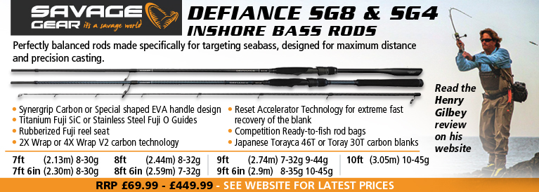 Savage Gear Defiance SG8 and SG4 Inshore Bass Rods