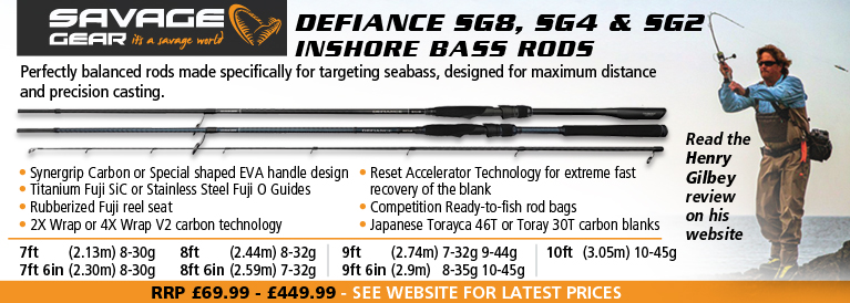Savage Gear Defiance SG8 and SG4 Inshore Bass Rods