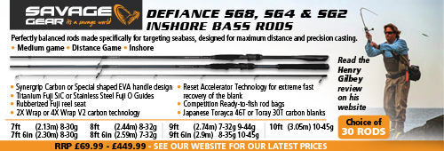 Savage Gear Defiance SG8 and SG4 Inshore Bass Rods