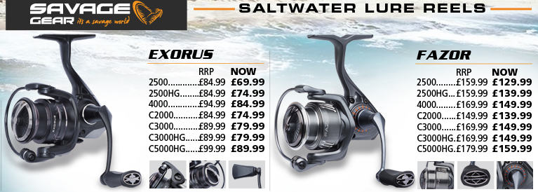 Savage Gear Exorus and Fazor Saltwater Lure Reels