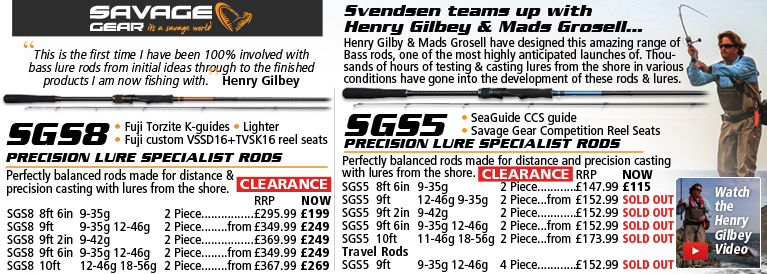 Savage Gear SGS5 and SGS8 Precision Lure Specialist Rods