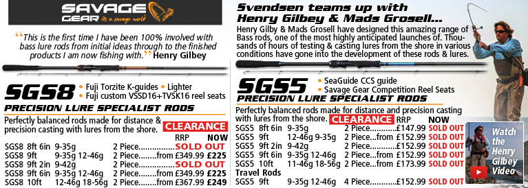 Savage Gear SGS5 and SGS8 Precision Lure Specialist Rods