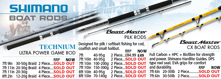 Shimano Blue Romance, Beastmaster CX and Beastmaster PILK Boat Rods