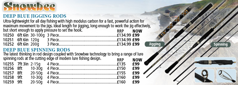 Snowbee Deep Blue Jigging Rods and Snowbee Deep Blue Spinning Rods