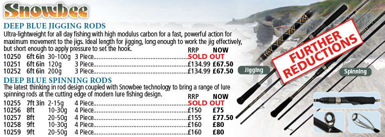 Snowbee Deep Blue Jigging Rods and Snowbee Deep Blue Spinning Rods