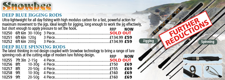 Snowbee Deep Blue Jigging Rods and Snowbee Deep Blue Spinning Rods