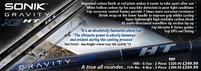 Sonik Gravity X5 HT Shore Rod - 15ft 4in - 4-8oz - 3 Piece