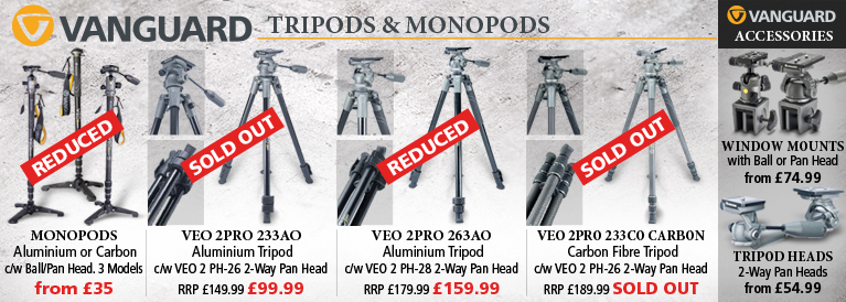 Vanguard Monopods, Tripods, Tripod Heads and Window Mounts